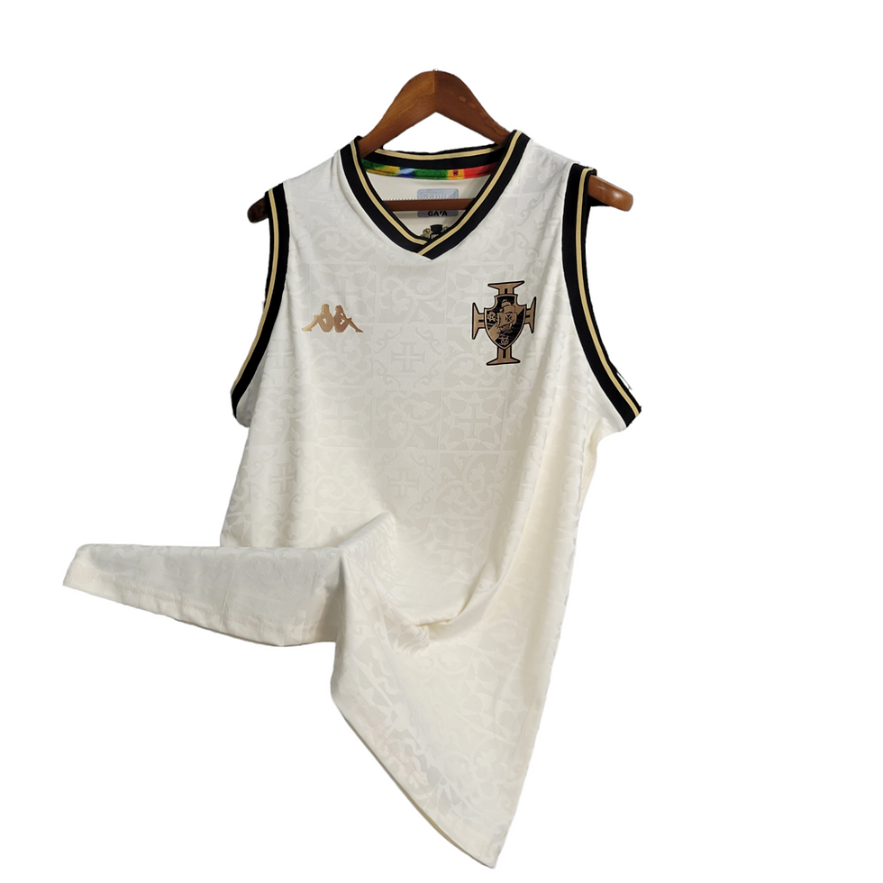 Miniatura: Camisa Regata Vasco da Gama 23/24 - Kappa Torcedor Masculina - Branca com detalh
