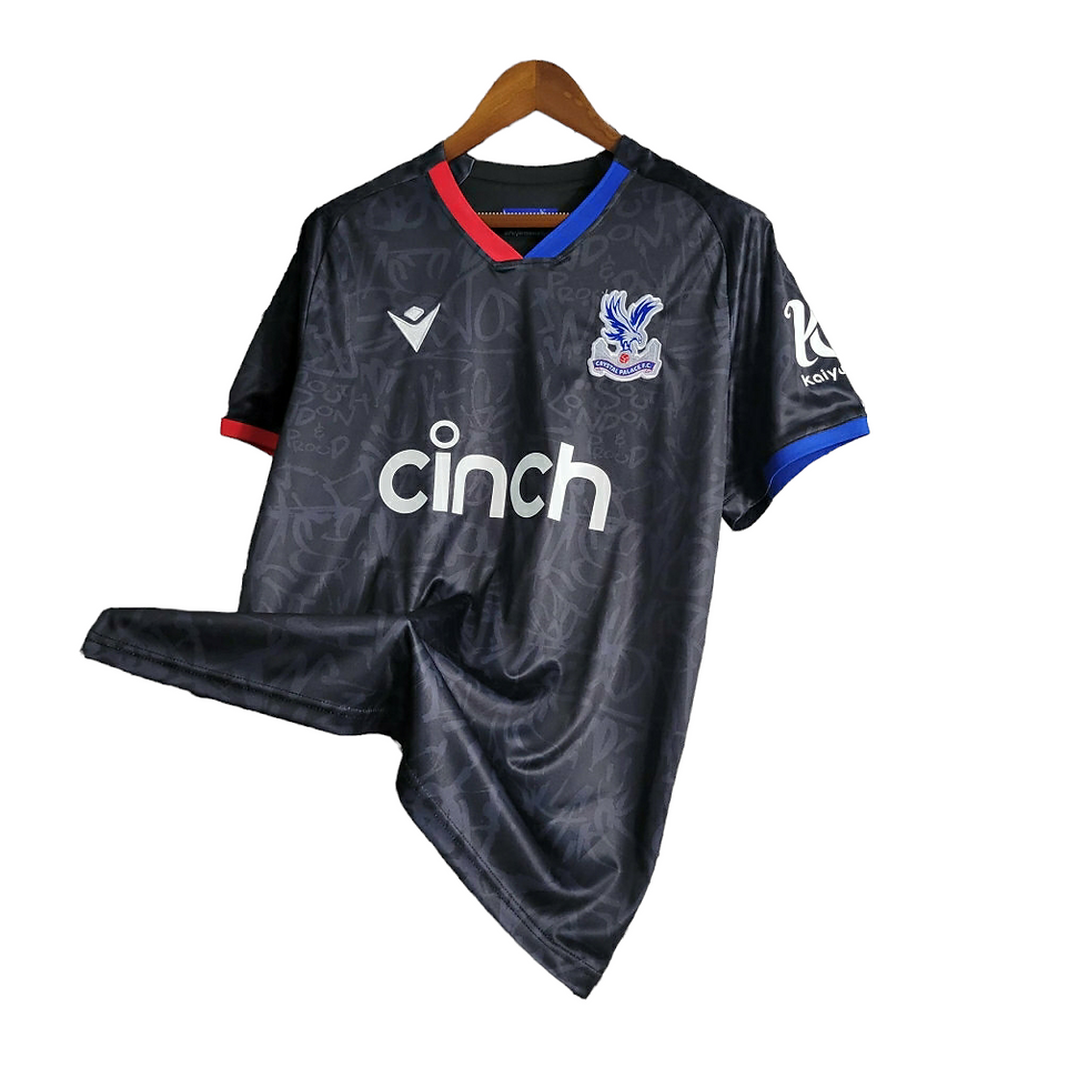 Miniatura: Camisa Crystal Palace III 23/24 - Torcedor Macron Masculina - Preta com detalhes