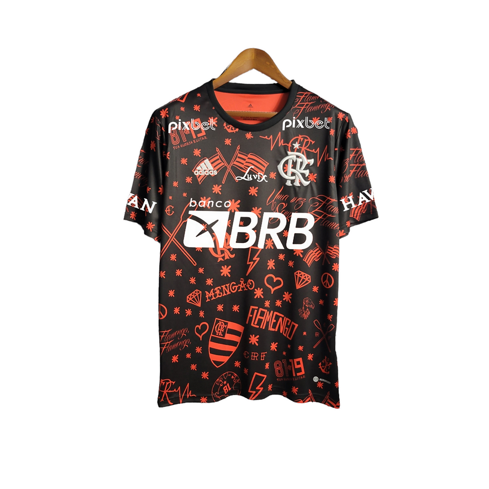 Miniatura: Camisa Flamengo III 23/24 Torcedor Masculina - Preto com detalhes em branco e ve