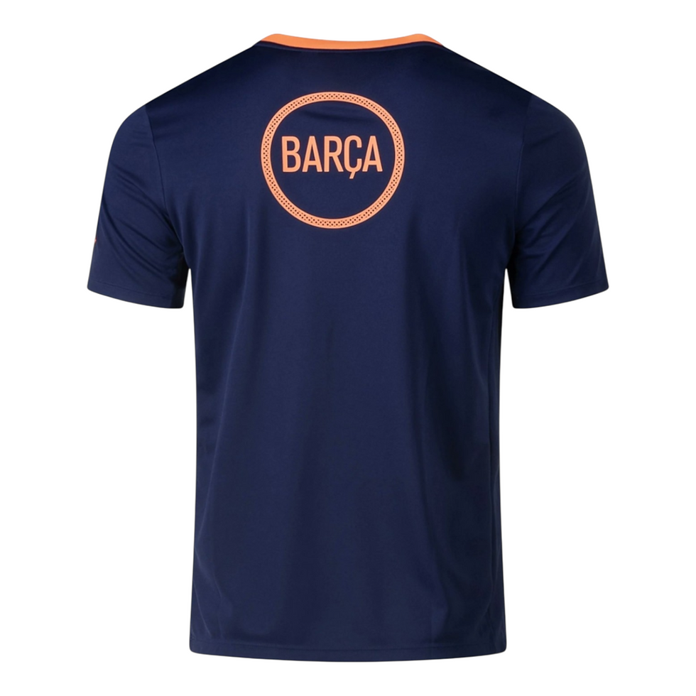 Miniatura: Camisa Barcelona Pré-jogo 25/26 - Torcedor Nike Masculina - Azul e laranja