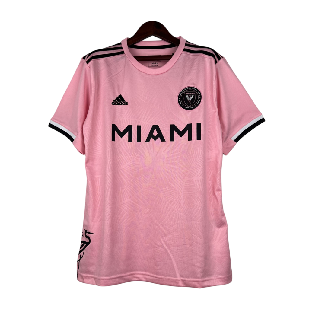 Camisa Inter Miami I 23/24 - Torcedor Adidas Masculina - Rosa com detalhes em pr