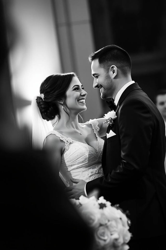 Paparazzi style wedding photo
