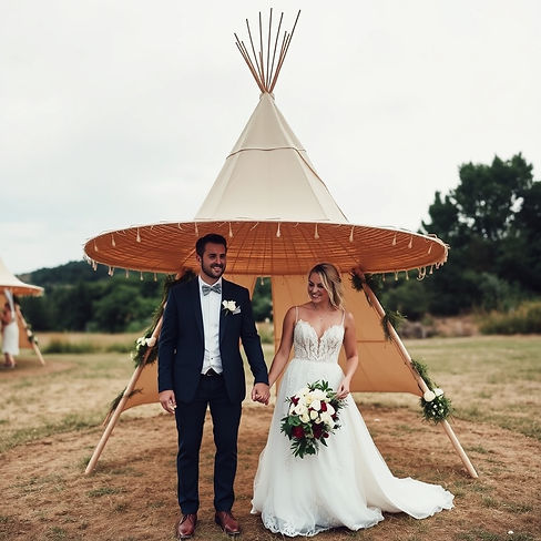 giant hat top tipi summer wedding .jpg