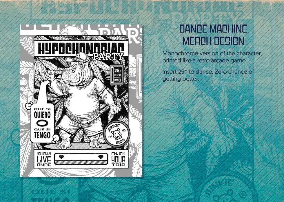 Ilustración de hipopótamo adaptada para impresión en camiseta