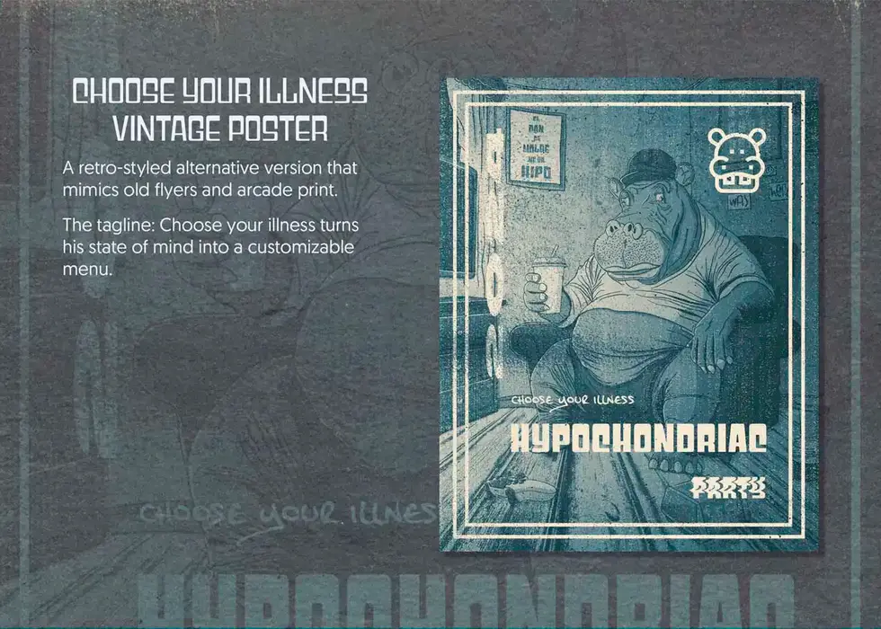 Póster vintage hipopótamo