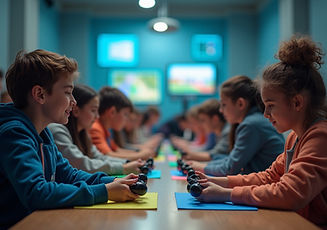 Students doing a hands-on STEAM activity at a GameStation school program