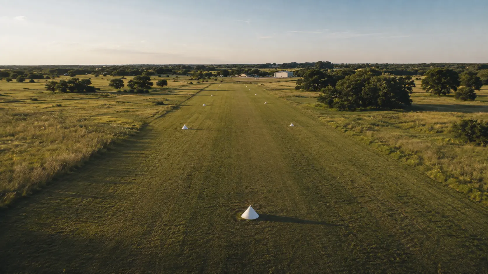 Aerial view of Stiletto Airpark XS79 and its grass runway