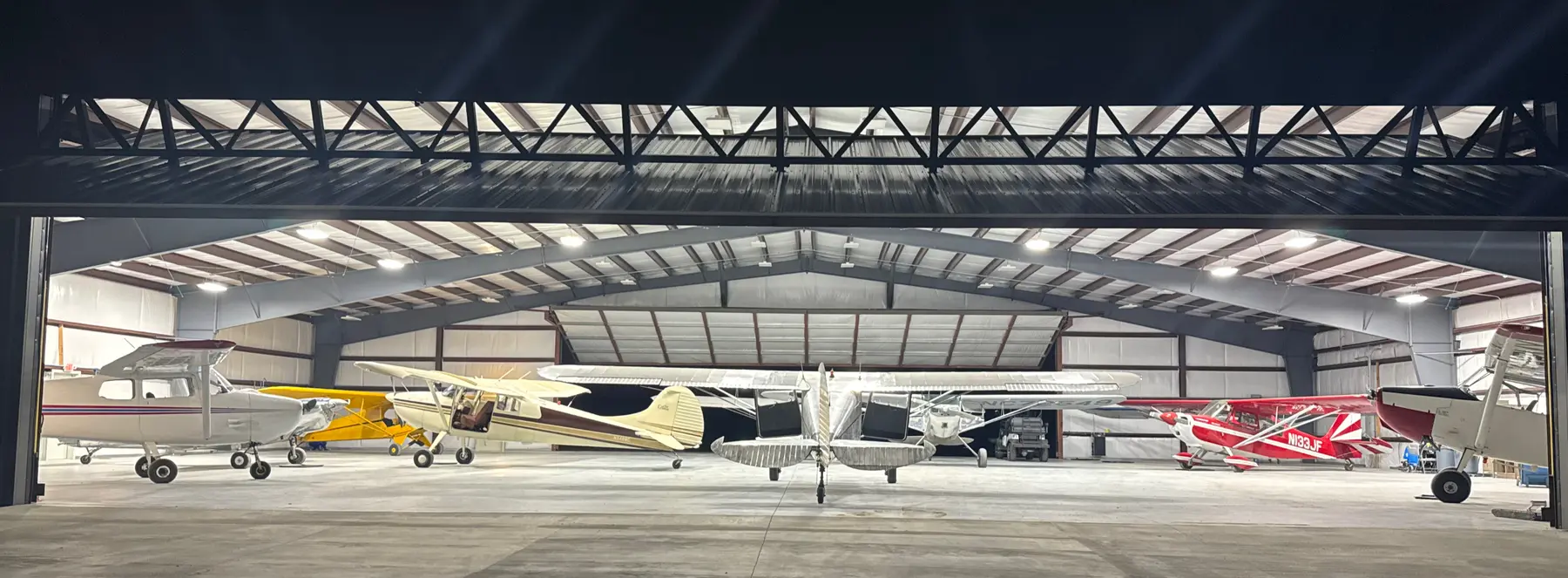 Classic aircraft in the Stiletto Airpark hangar