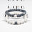 Thumbnail: Set Bracelet Couples Distance Black White Natural Lava Stone Tiger Eye Beaded Yo
