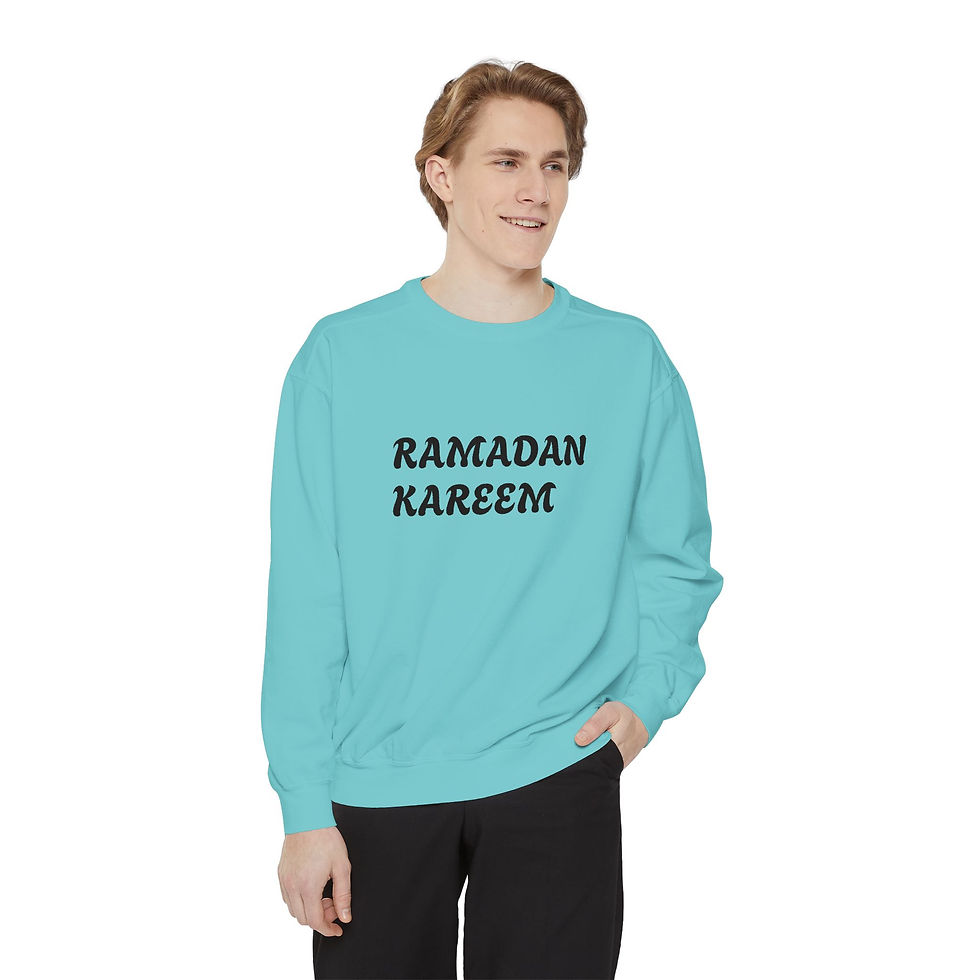 Chalky Mint Color Ramadan Kareem Unisex Garment-Dyed Sweatshirt