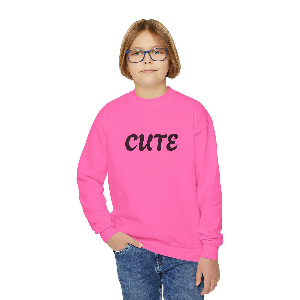 Safety Pink color Unisex "Cute" Youth Long sleeve Sweatshirt