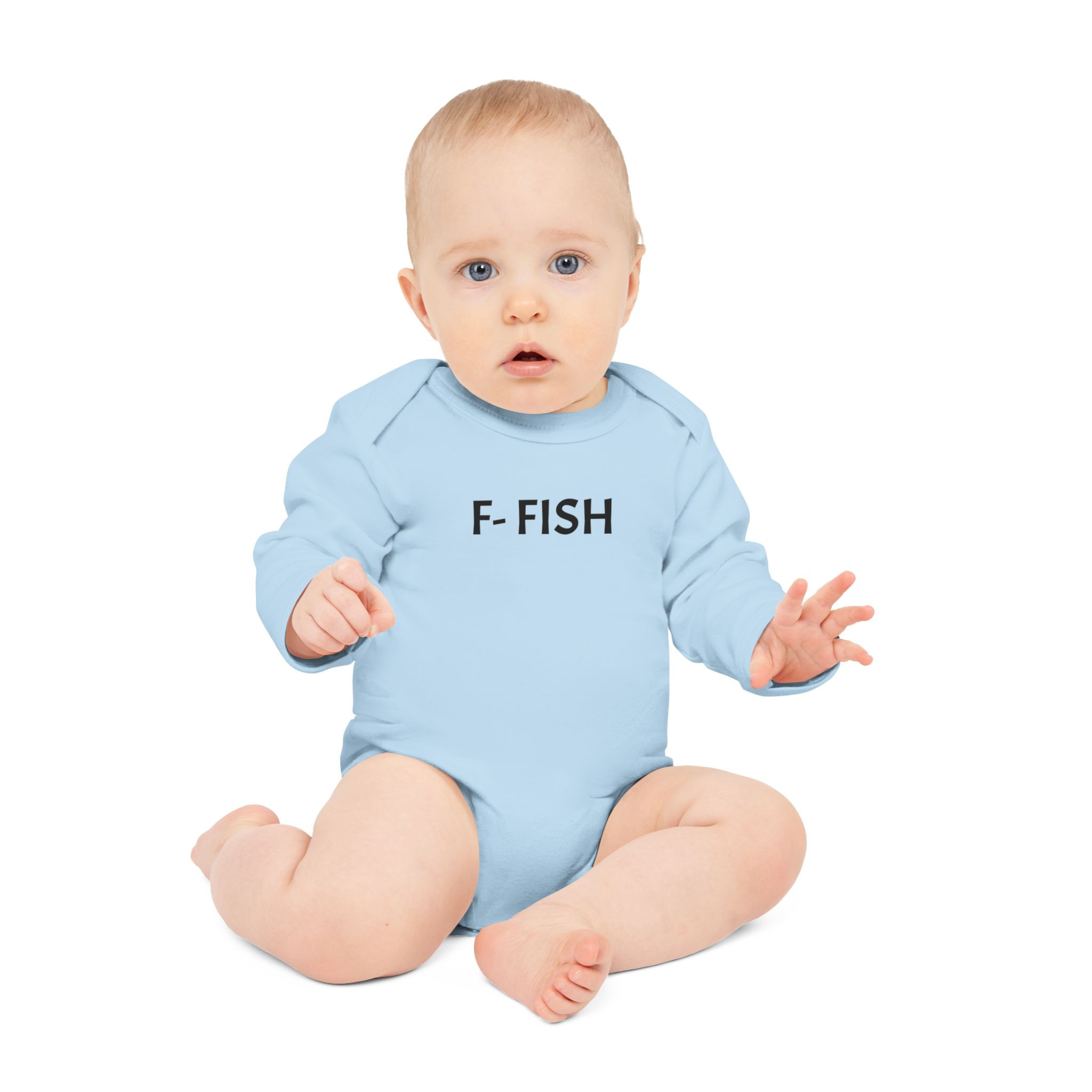 Baby Bodysuit "F‑FISH" Alphabet Organic Long‑Sleeve Onesie - Baby Shower Gift