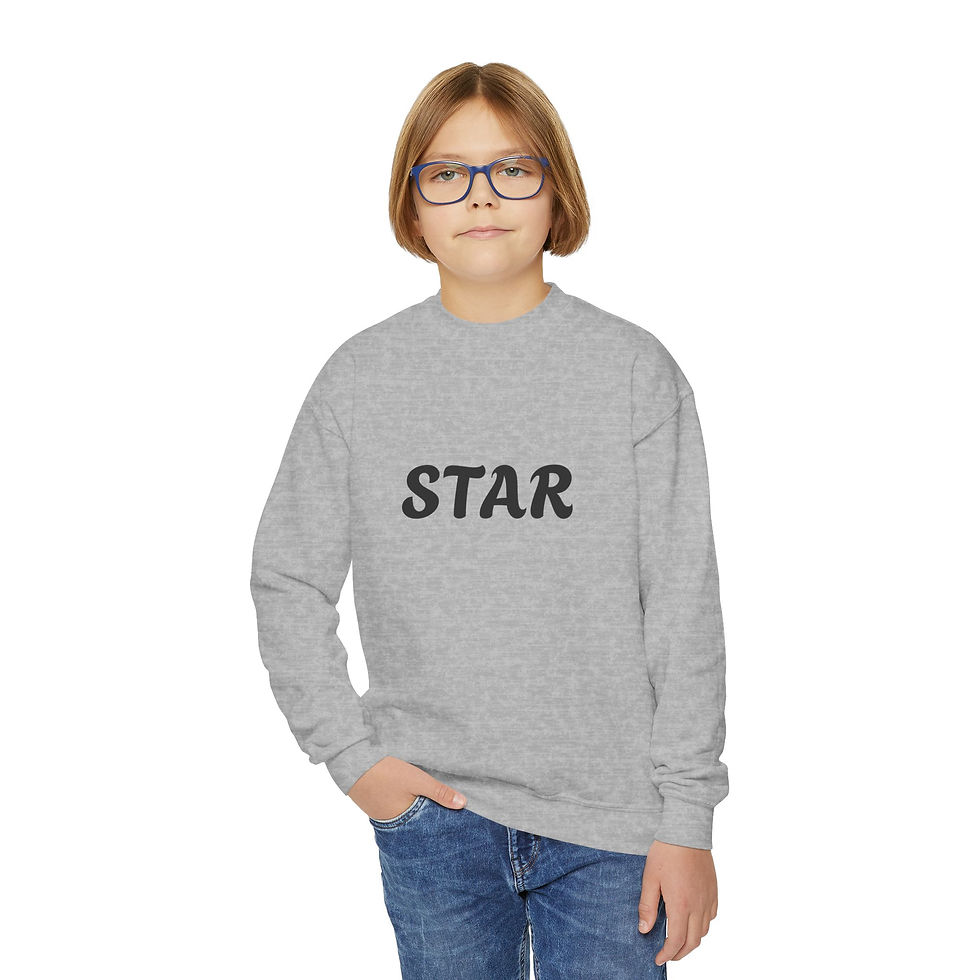 Sport Grey color unisex youth "Star" long sleeve sweatshirt