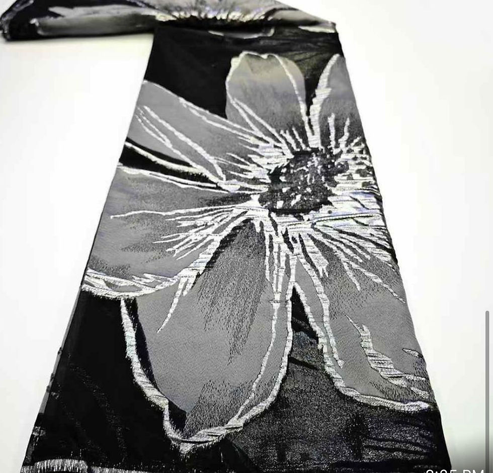 Black/Gray/Silver white color 5 yards unisex jacquard lace fabric