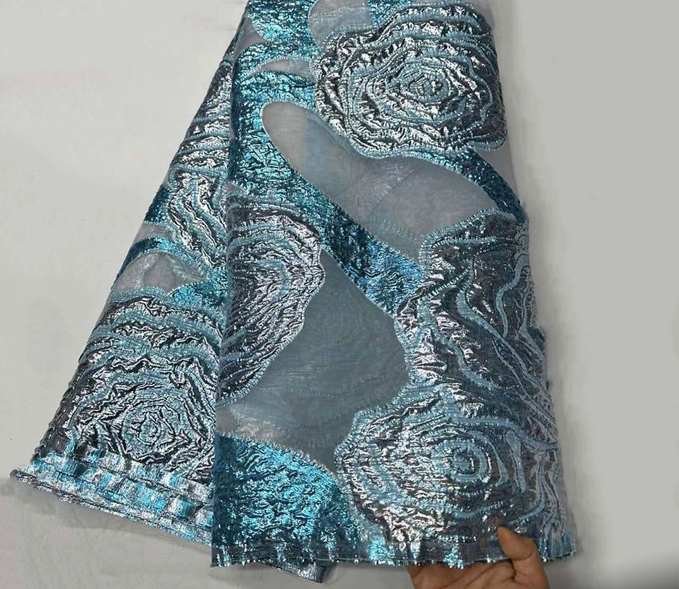 Blue color, 5 yards Jacquard Lace Fabric