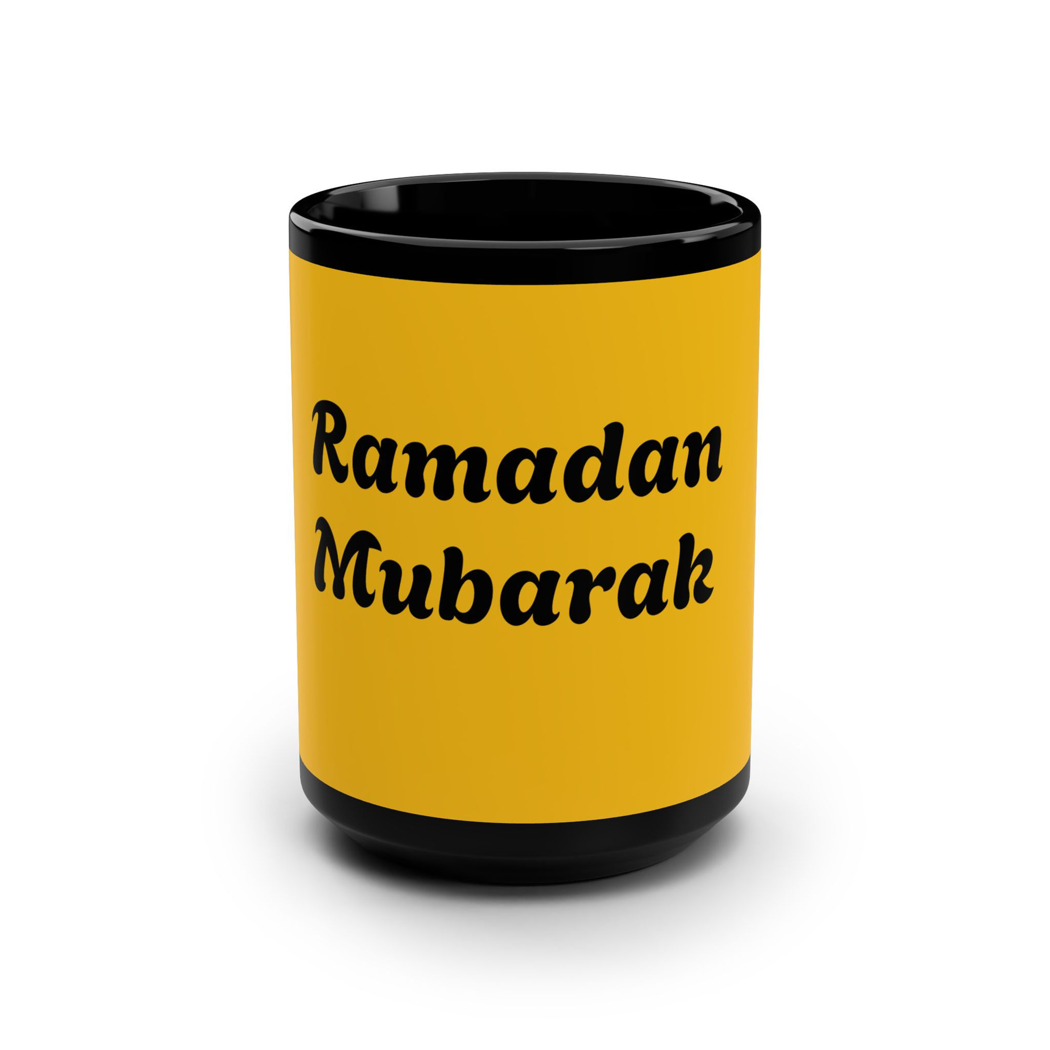 Ramadan Mubarak 15oz Black Coffee Mug — Yellow Greeting Design