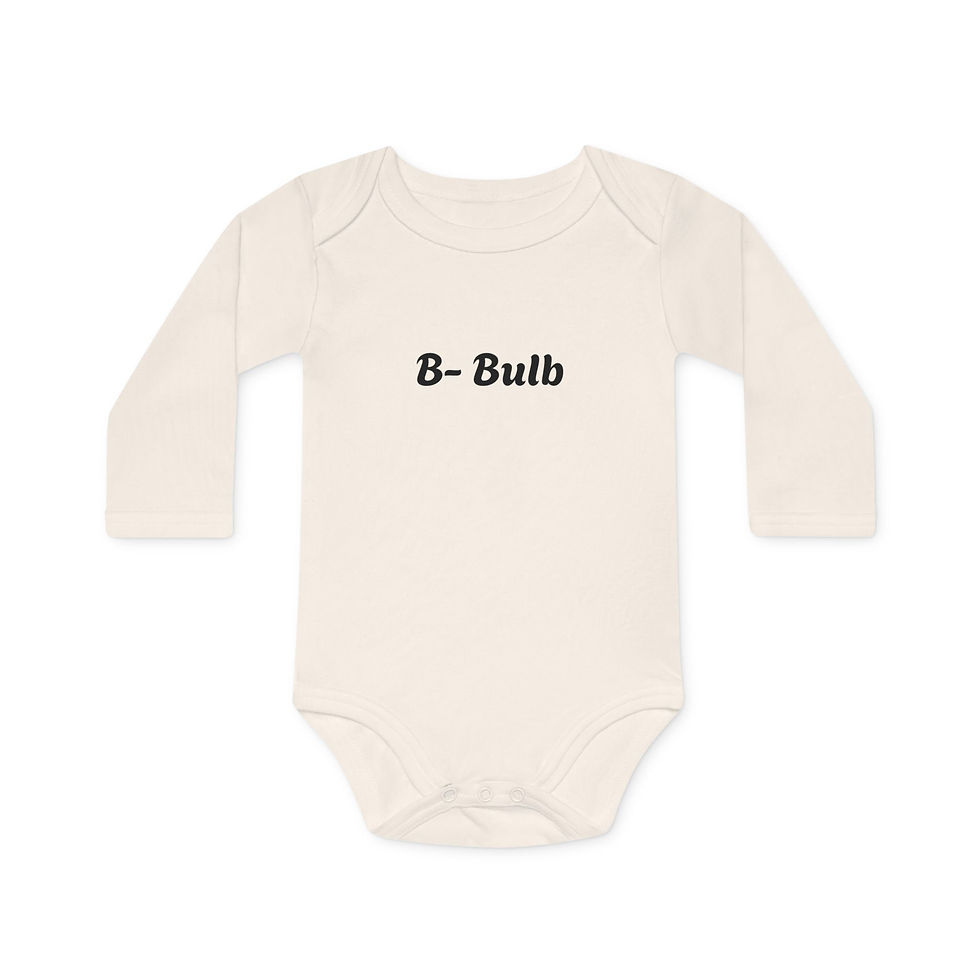 الصورة المصغرة: Organic Natural Color Alphabet B for Bulb Design Baby Long Sleeve Body suit