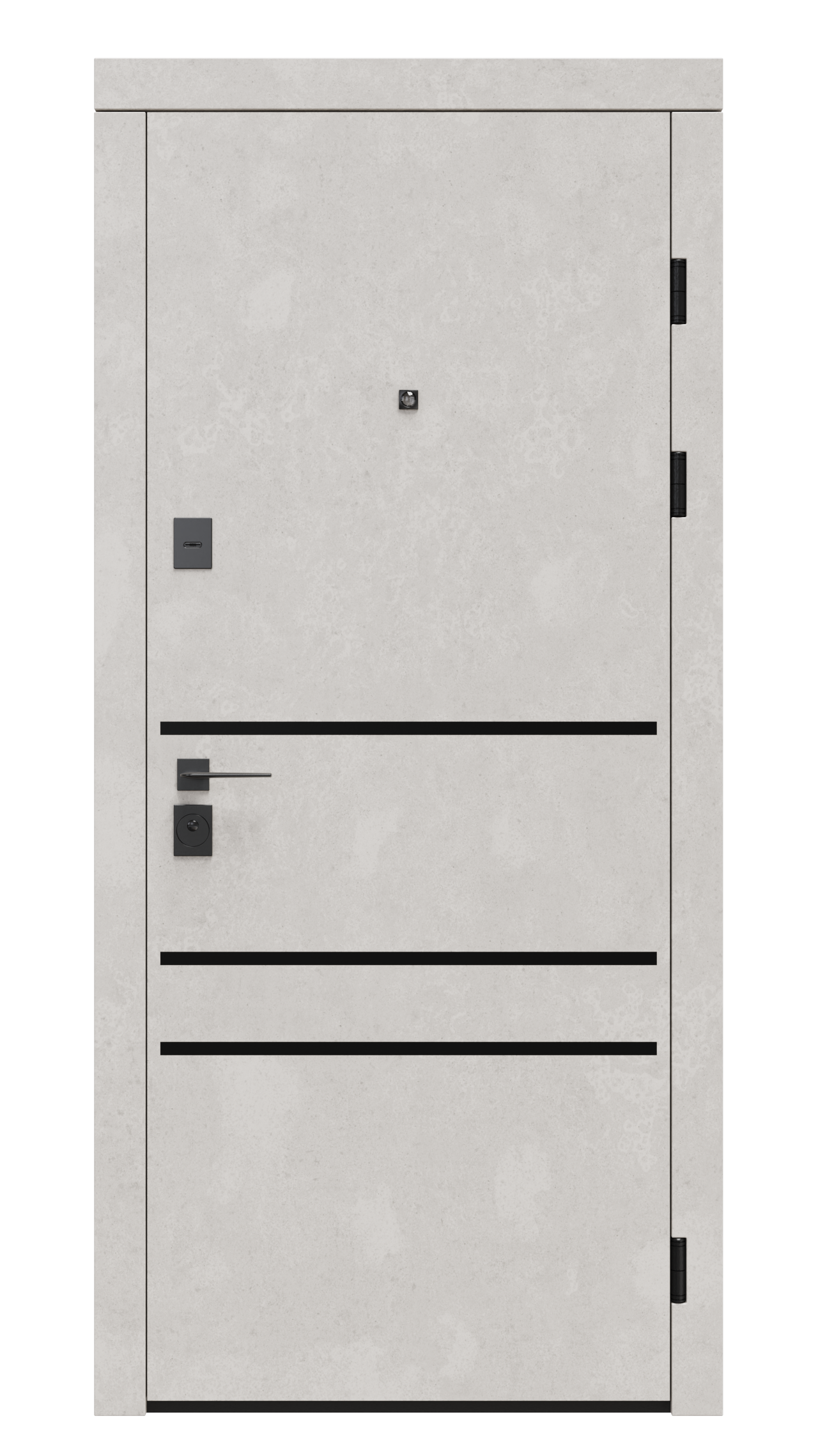 Скай, бетон снежный + черный алюминиевый молдинг
