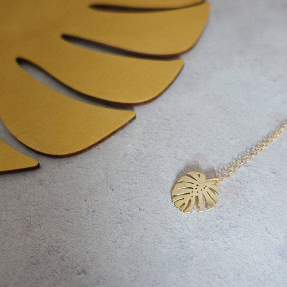 Golden Leaf Necklace Plant Lover Christmas Gift