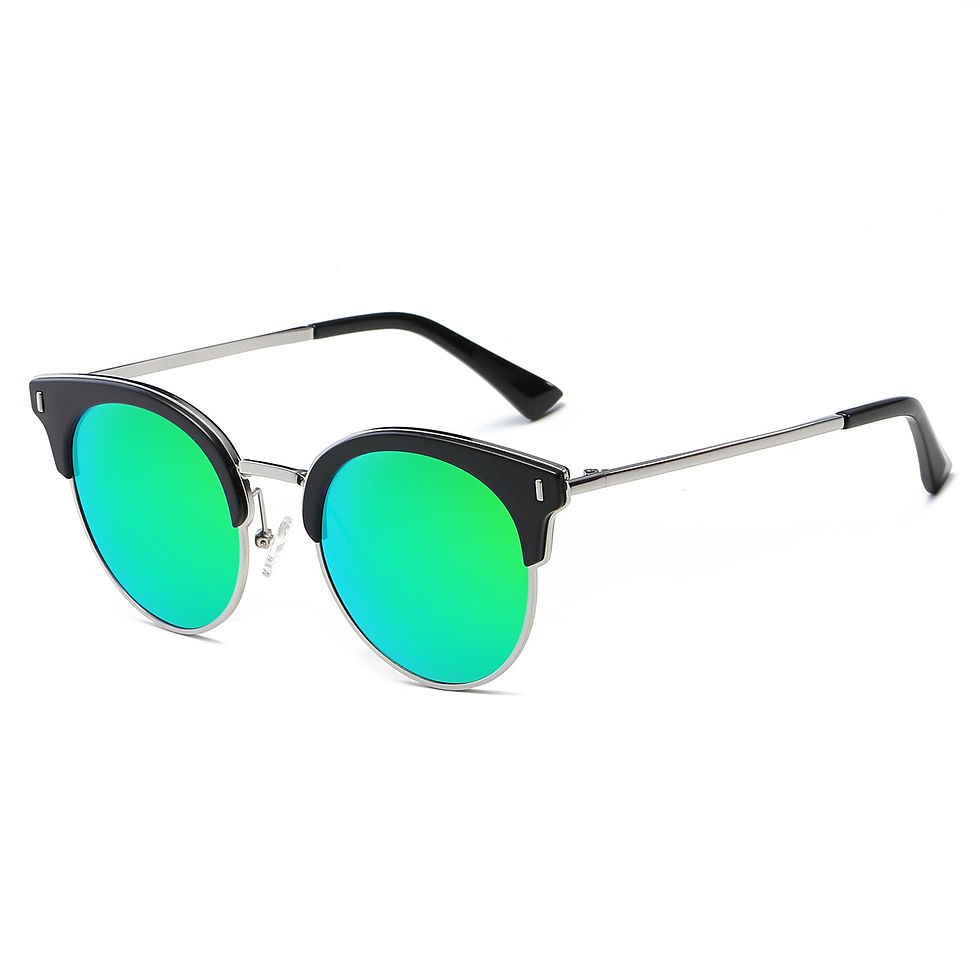 Thumbnail: Biloxi -  Women Half Frame Round Cat Eye Polarized Sunglasses