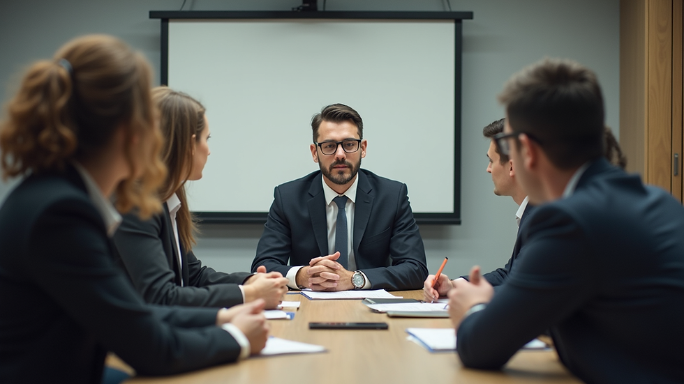 Eye-level view of a leader engaging in a team meeting