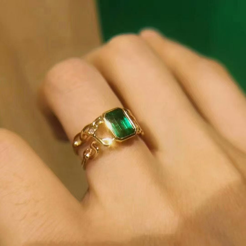 Thumbnail: Initials Emerald Couple Rings - Pre-Order Customization Only