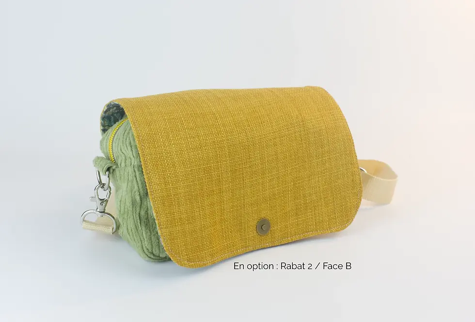 Miniature : Sac banane et sac à main artisanal coloré vert anis clair fleur jonquille