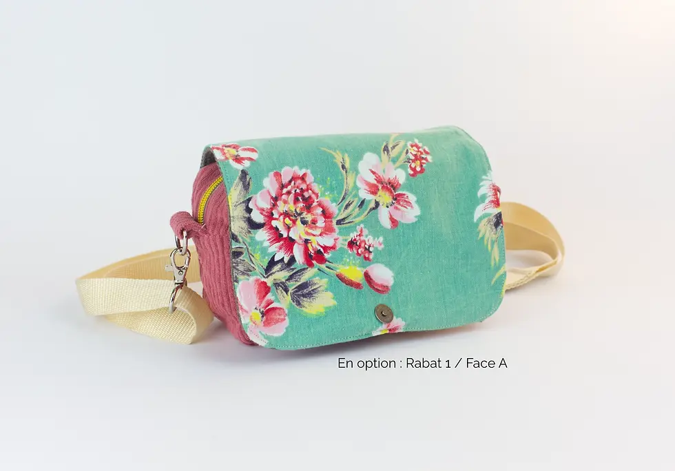 Miniature : Sac banane et sac à main artisanal coloré rose fleur vert