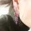 Miniature : Boucles d’oreille artisanales écoresponsables triangle fleurs roses vert