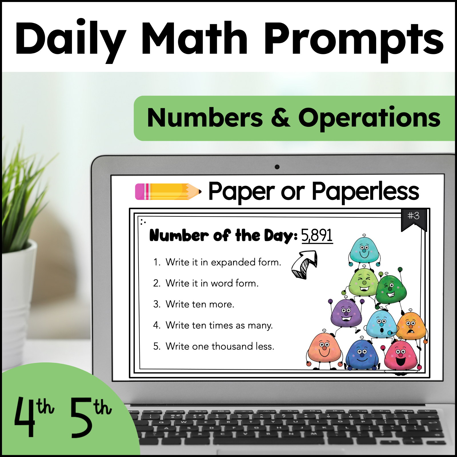 Number & Operations Math Question of the Day Paperless Morning Work Warm Up GATE
