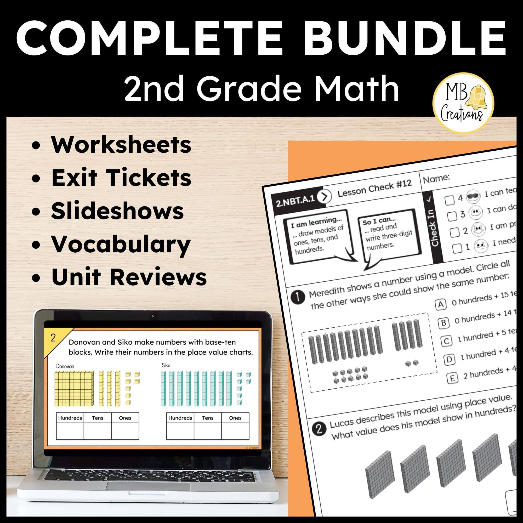 2nd Grade iReady Math Exit Tickets, Worksheets, Slideshows, Vocabulary, and Projects