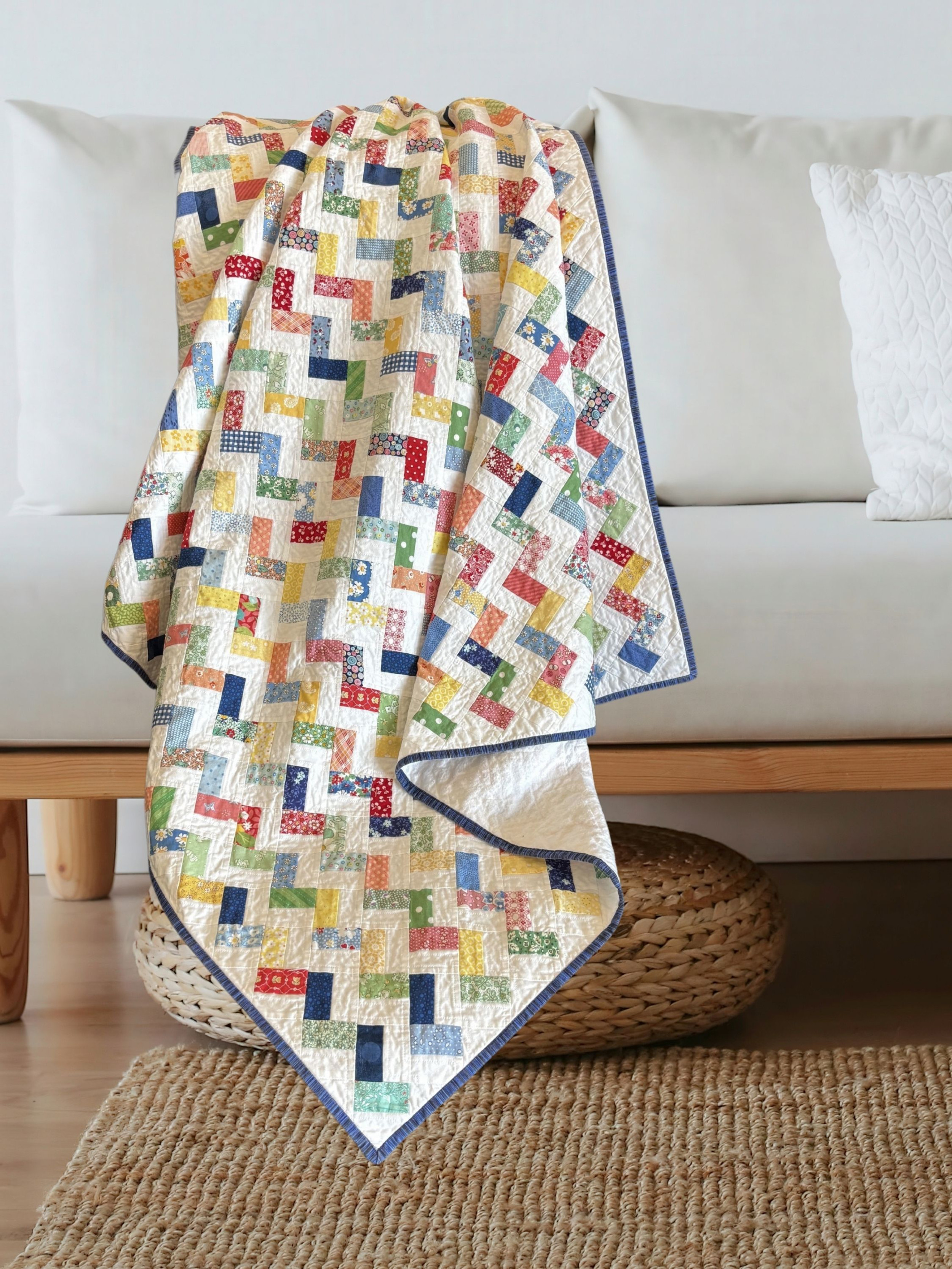 Homemade Patchwork Handmade Quilt Homemade Colorful Patchwork Throw Blanket Modern Wedding ...