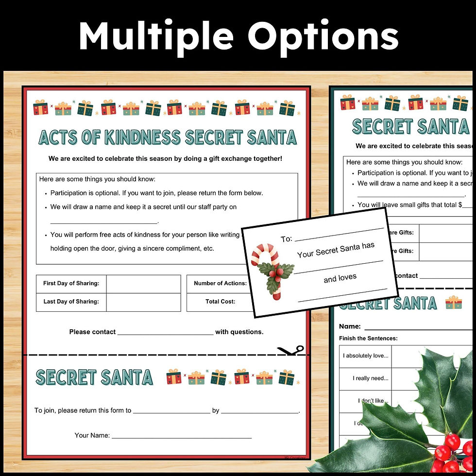 Thumbnail: Secret Santa for Staff Editable Questionnaire Secret Santa Tags Christmas Labels