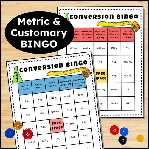 Metric and Customary Conversions Bingo | MB Creations