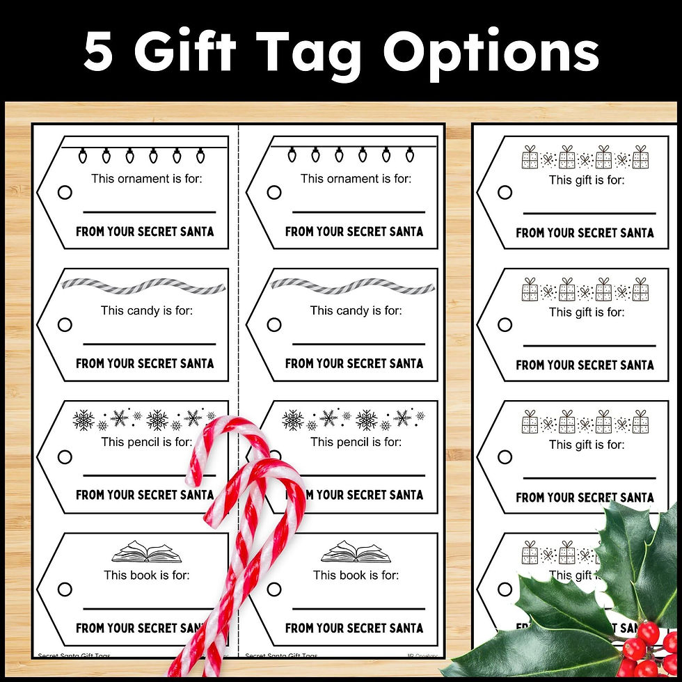 Thumbnail: Secret Santa Questionnaire for Student Gift Exchange Editable Secret Santa Tags