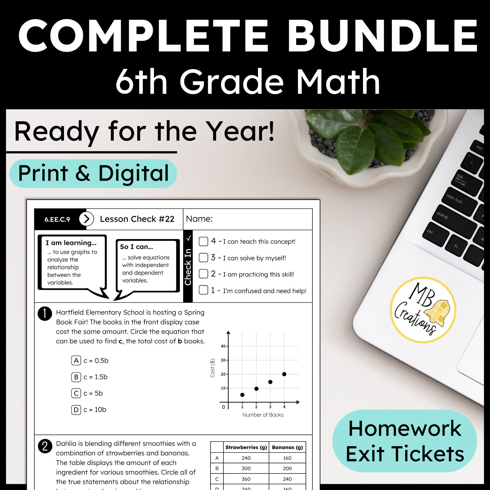 iReady Math 6th Grade YEARLONG BUNDLE Expressions, Fractions, Ratios, Statistics