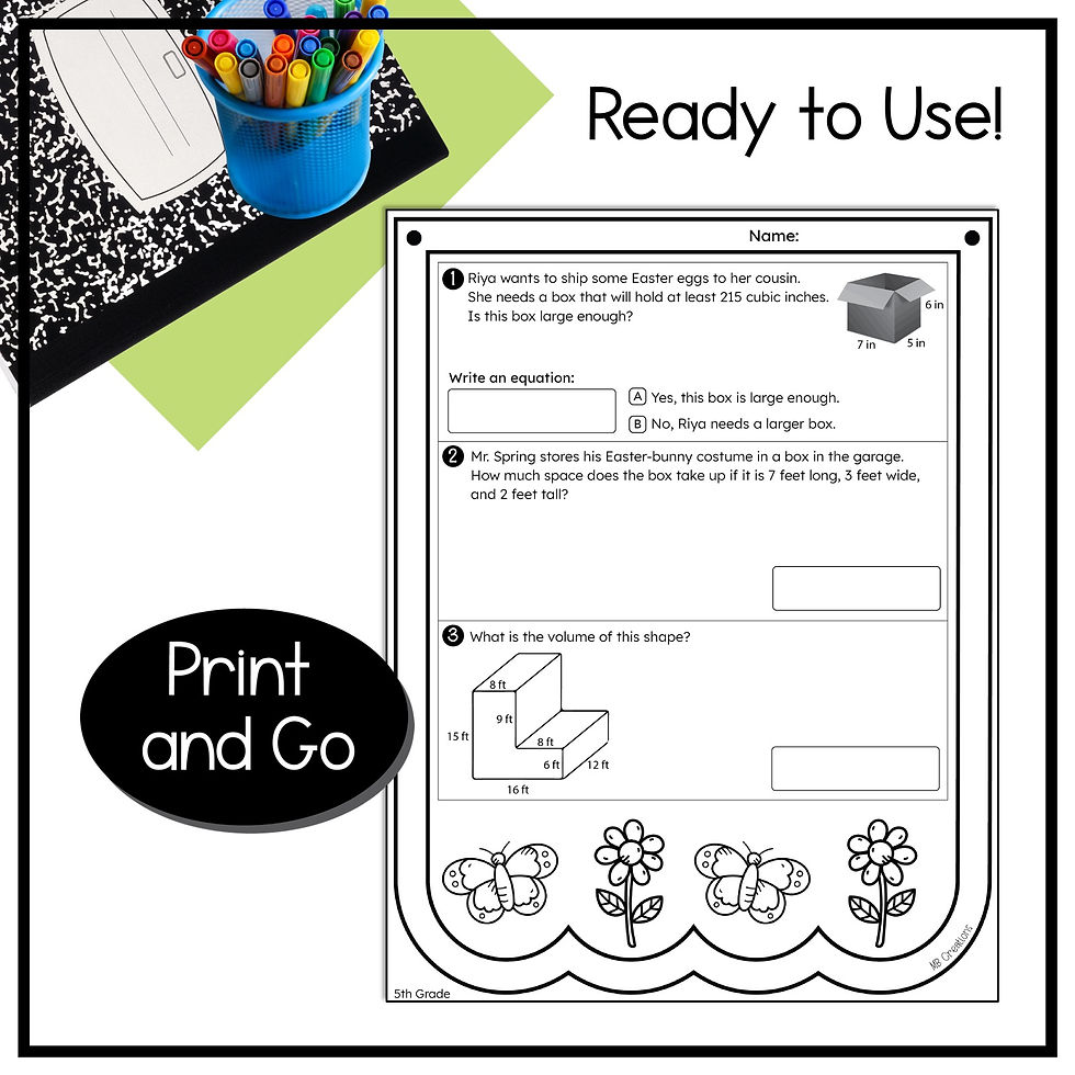 Thumbnail: Easter & Spring Activities - 5th Grade Review Worksheets - Holiday Math Banners