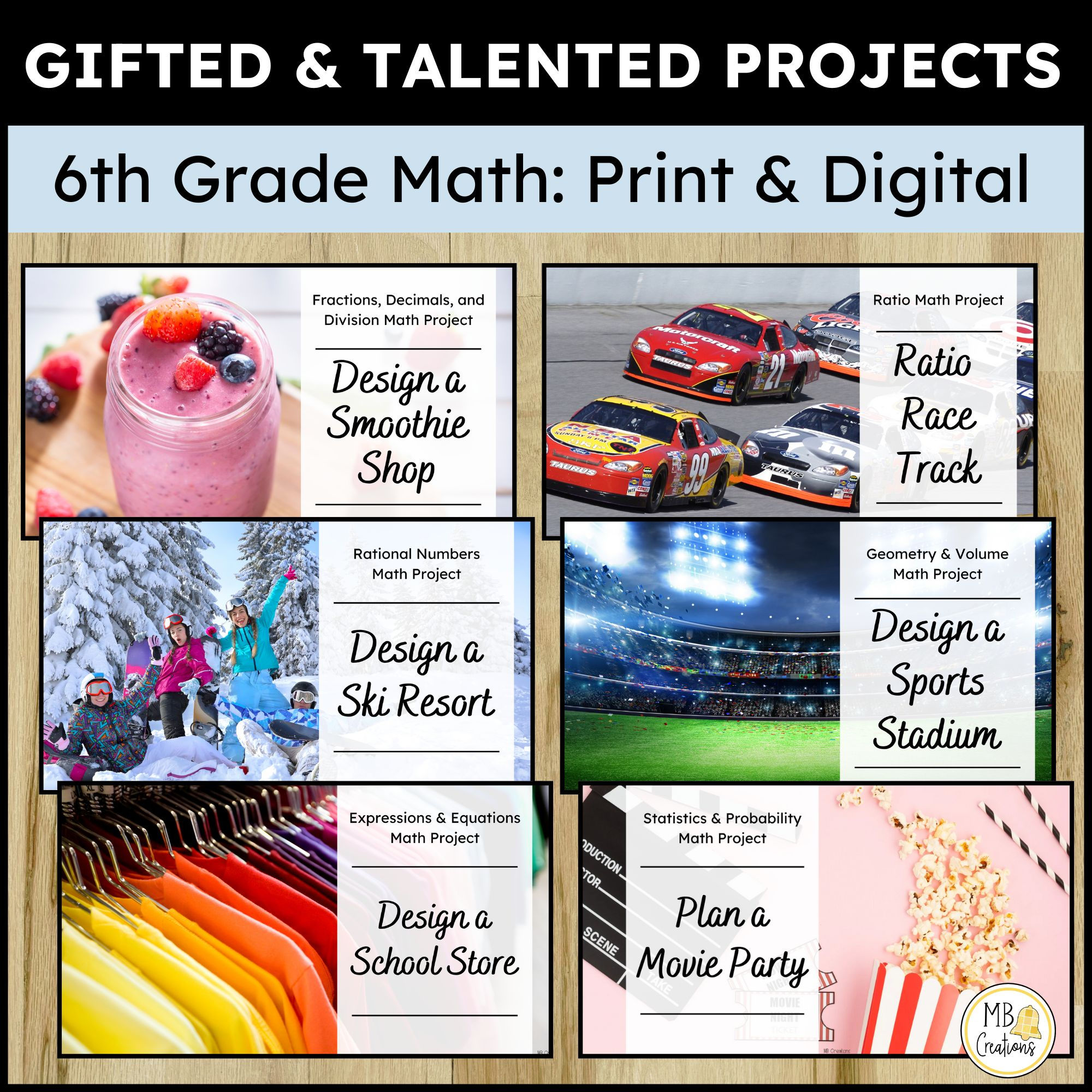 Independent Projects Gifted and Talented Students 6th Grade Math Early Finishers