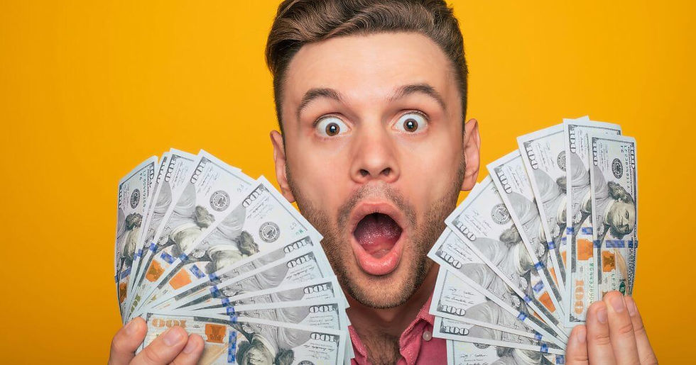 surprised man who is rich in Millionaires for the Month by Stacy McAnulty Novel Study and Comprehension Questions