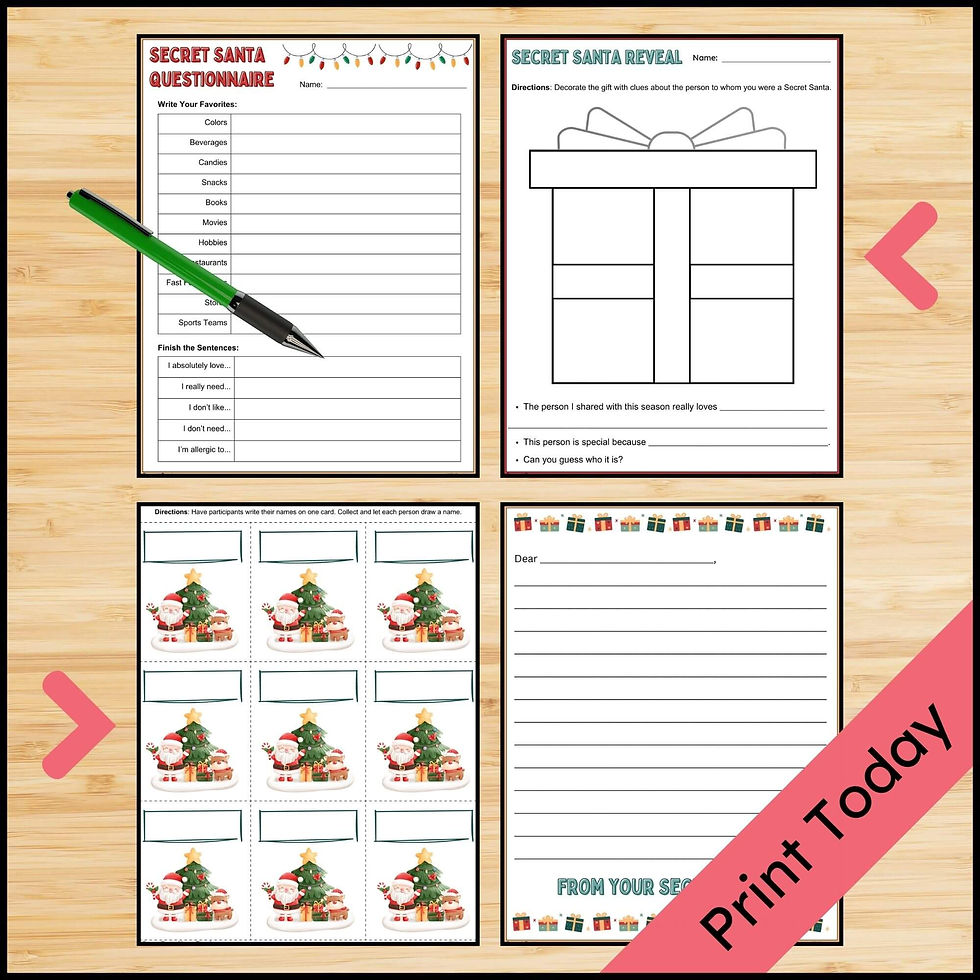 Thumbnail: Secret Santa for Staff Editable Questionnaire Secret Santa Tags Christmas Labels