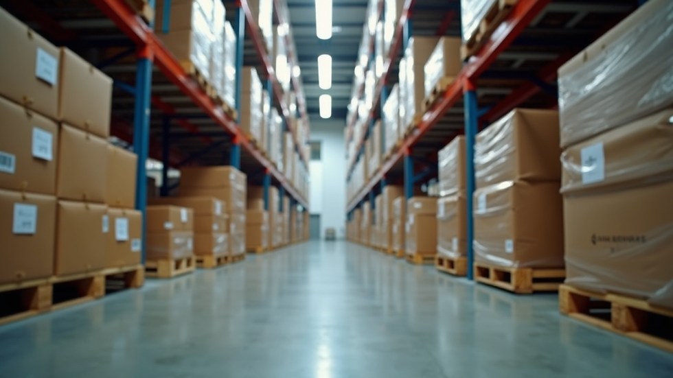 Eye-level view of a warehouse with imported goods ready for distribution in Thailand