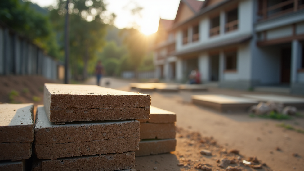 Close-up view of construction materials in Thailand