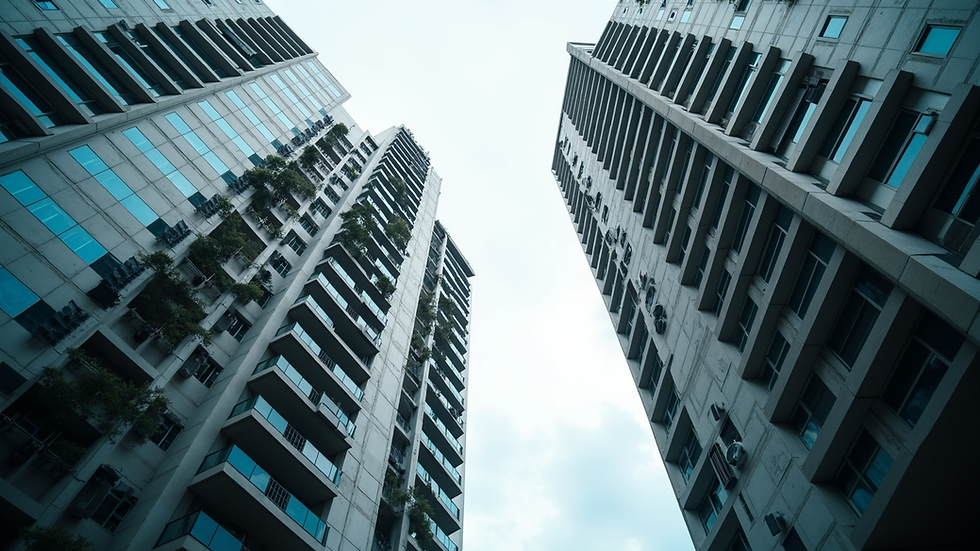 Eye-level view of a modern condominium building in Bangkok