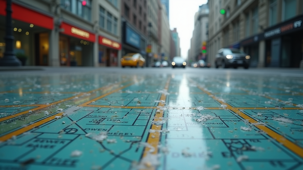 Eye-level view of urban zoning map