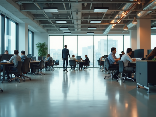 Modern office space with open workstations, symbolizing strategic negotiation opportunities in a tenant-favorable market