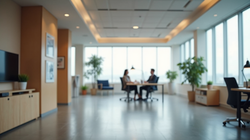 Eye-level view of a modern workspace with a minimalistic design