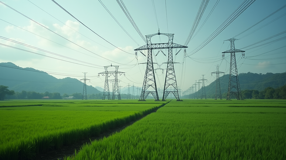 High angle view of a transmission grid in Thailand