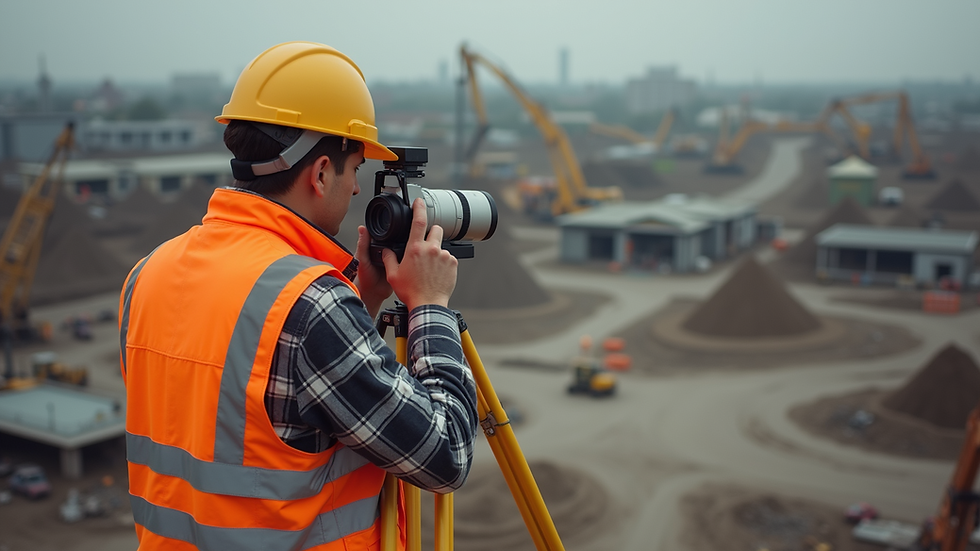 High angle view of construction site surveying