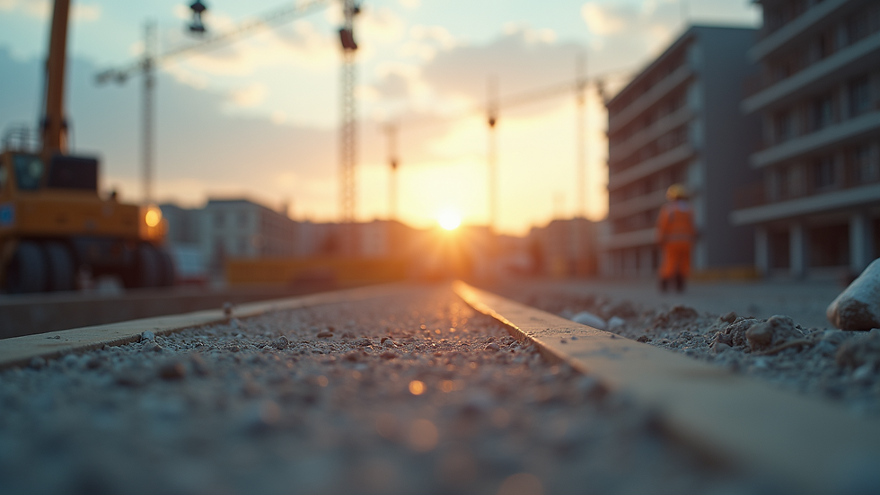Eye-level view of a construction site with advanced technology