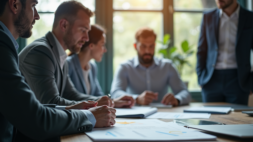 Close-up view of a project manager discussing plans with a team